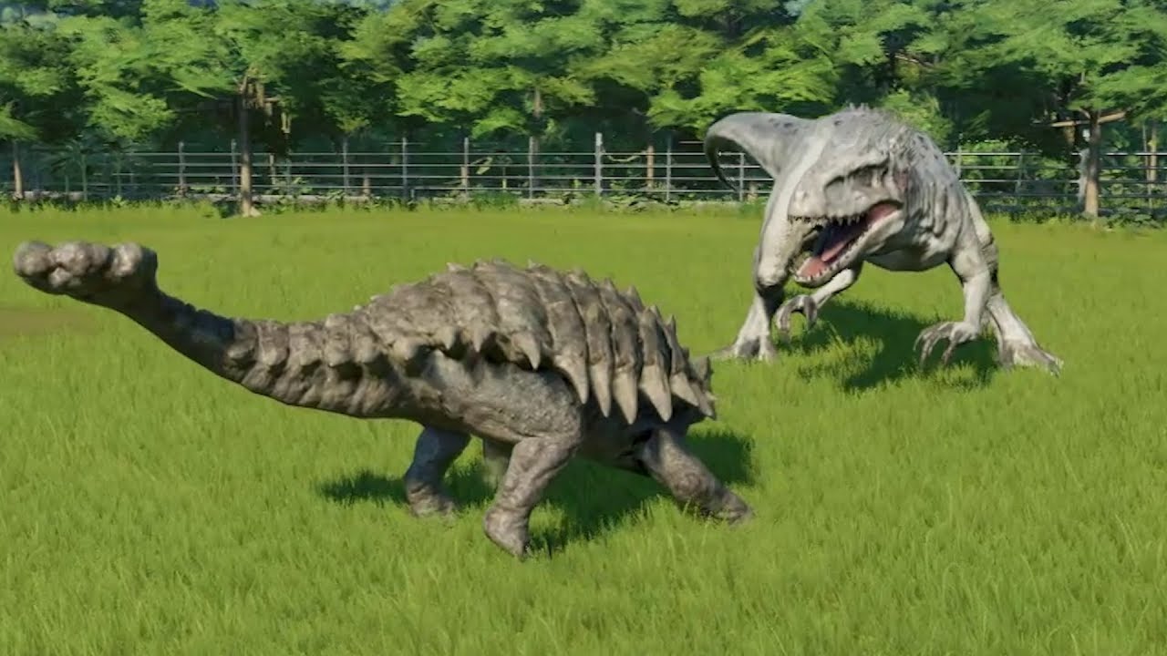 Ankylosaurus Destroys The Big 5 T-Rex, Indominus Rex, Spinosaurus, Carcharodontosaurus and Giga