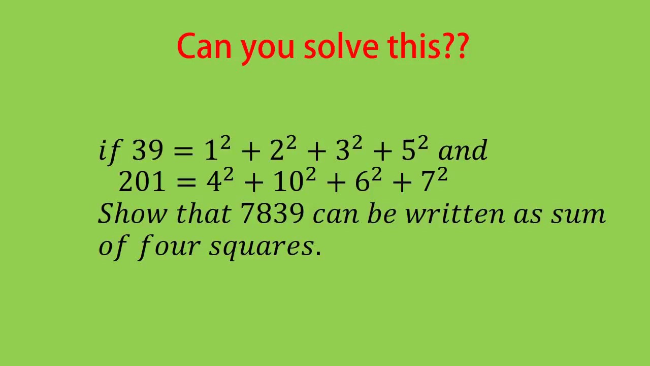 Sum of squares, Part-2, Sum of four squares