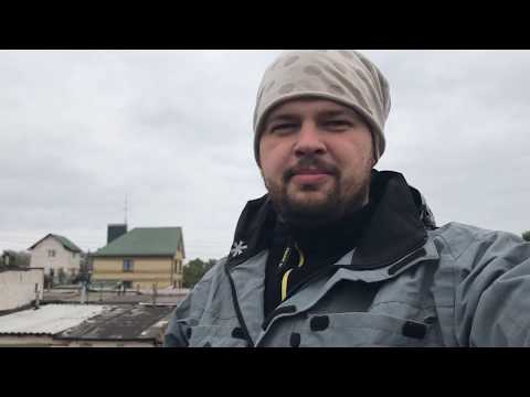 Финишный ряд битумной черепицы на крыше. Мастики Технониколь и БДМ 200. Строим гараж