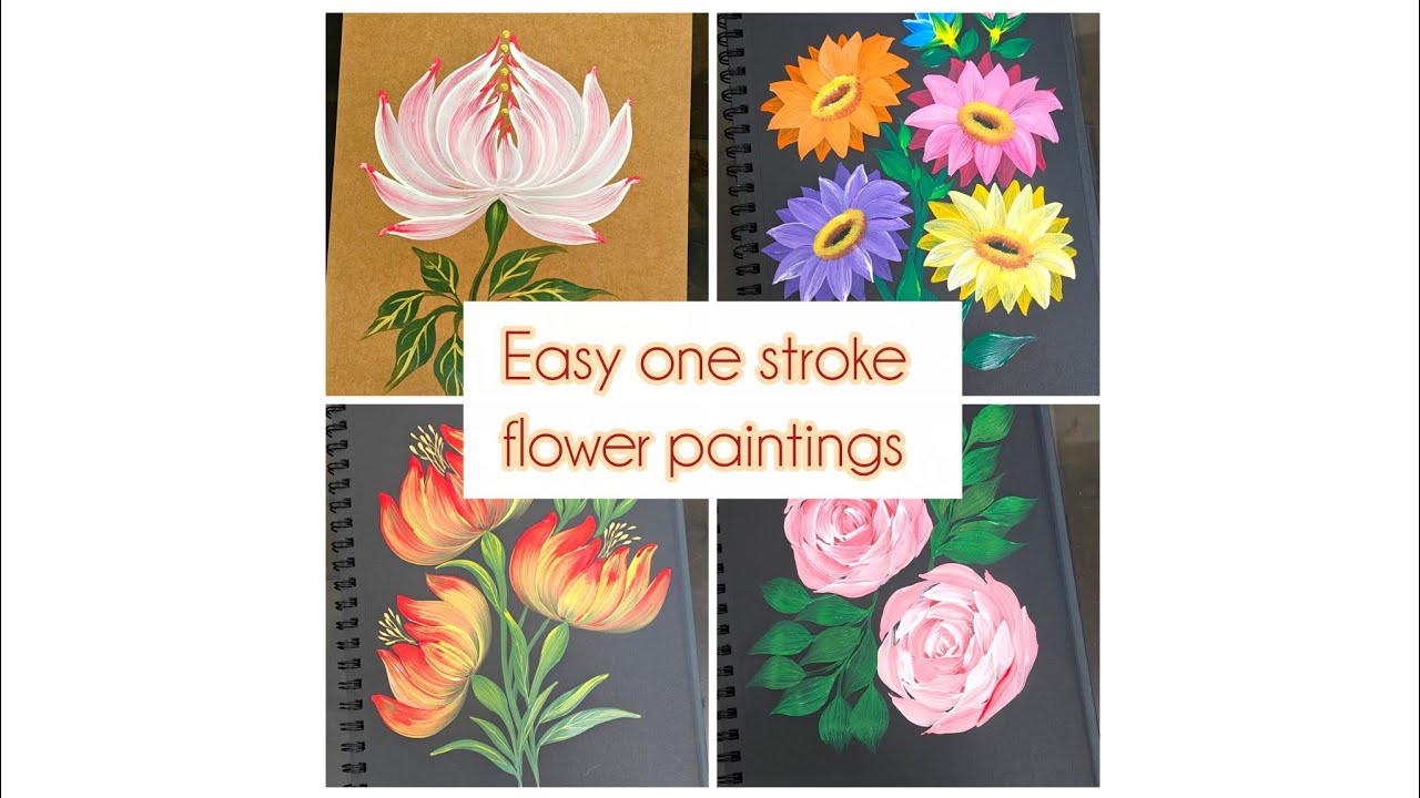 Easy one stroke flower paintings💐🌸🌟