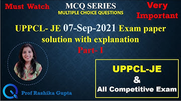 UPPCL - JE exam 07- Sept-21 Exam paper solution with explanation || Part- I || Important.