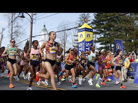 Women's professional runners in Boston Marathon begin 26.2-mile journey