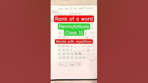 How to find rank of a word with repetition #youtubeshorts #class11maths #permutations