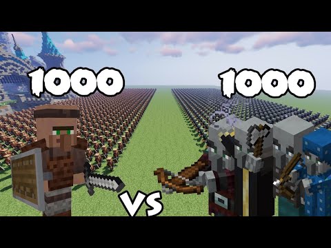 1000 Guard Villagers Vs 1000 Illagers   Minecraft