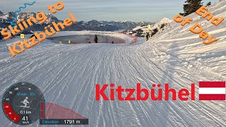 [4K] Skiing Kitzbühel, End of Day Ski to Kitzbühel via Streif-Familienabfahrt, Austria, GoPro HERO11