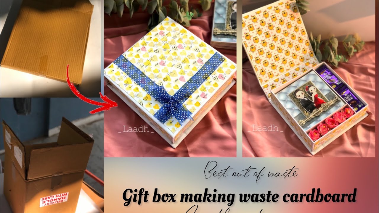 How to make gift box using old cardboard 