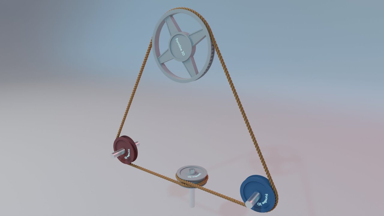 #004 Crossed-Belt Right-Angle Drive - 507 Mechanical Movements 3D Animation