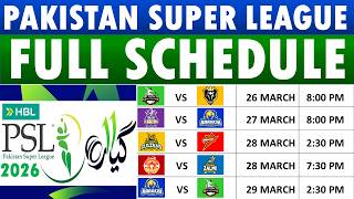 PSL 2026 Schedule | HBL PSL 2026 Schedule | PSL 11 Schedule