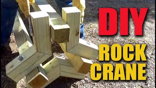 Stacking Large Retaining Wall Rocks with Homemade Lifting Crane