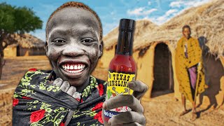 African Tribe Tries American Hot Sauce (Extreme Heat)