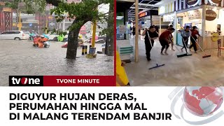 Penampakan Banjir Saat Hujan Deras Guyur Kota Malang | tvOne Minute