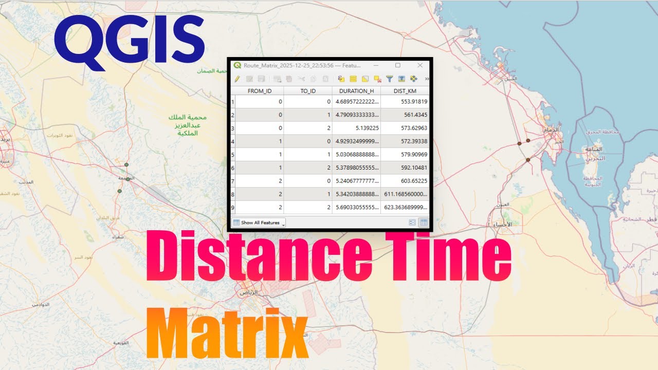 Create Travel Time and Distance Matrix in QGIS - YouTube