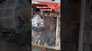 Hard and risky work man pulling locomotive #train #railway #uk #germany #travel #razuncle