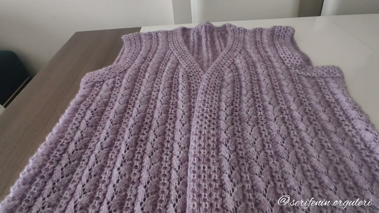 Ajurlu Yapraklar (2 )Örgü Modeli #knittigpattern  #pattern #örgüyelek
