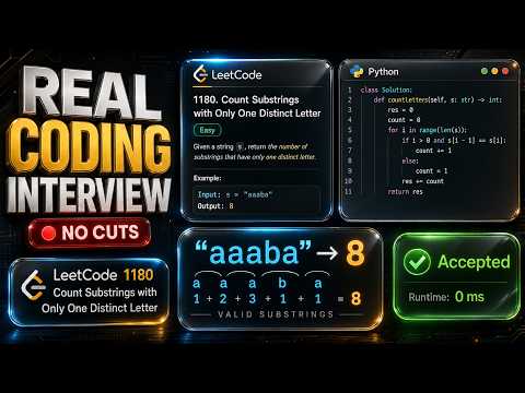 No Cuts: LeetCode 1180 Count Substrings with Only One Distinct Letter Interview in Python