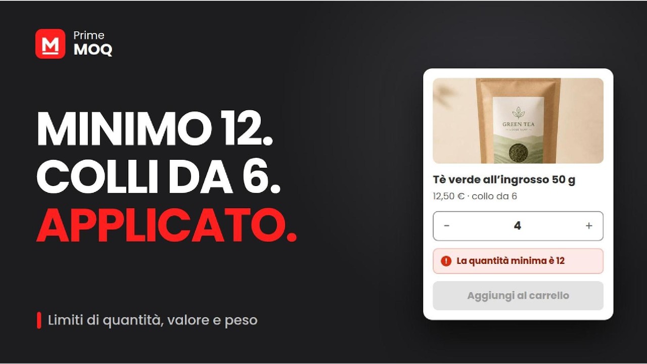 Un merchant che crea una regola di limite d'ordine in Prime MOQ