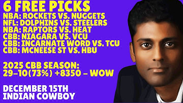 Monday NFL Football Picks Predictions & Best Bets 12/15/2025 Indian Cowboy Picks Predictions Bets