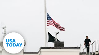 Biden orders White House flags at half-staff following Texas shooting | USA TODAY White House Lowers Flag To Half Staff Honoring Texas School Shooting Victims
