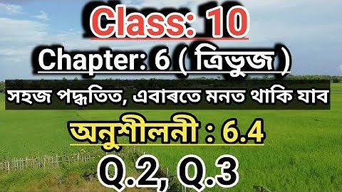 Class10: Maths: ত্ৰিভুজ//Triangles// উপপাদ্য 6.6//অনুশীলনী:6.4//Q.2//Q.3