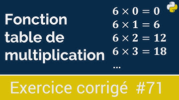 Exercice corrigé #71 :  Fonction qui affiche le tableau de multiplication d’un nombre | Python