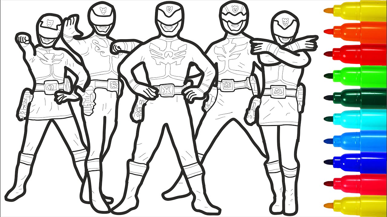 Раскраски, демонстрирующие сплоченность Могучих Рейнджеров.