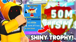 ?? I GOT A SHINY 50M TROPHY FOR FREE 1.4QA STATS In Clicker Simulator (Roblox)