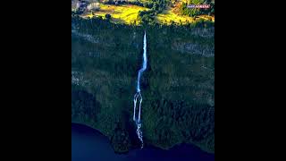 Salto El Calzoncillo La Cascada mas grande de Chile Lago Rupanco comuna de Puyehue. Vista Aérea