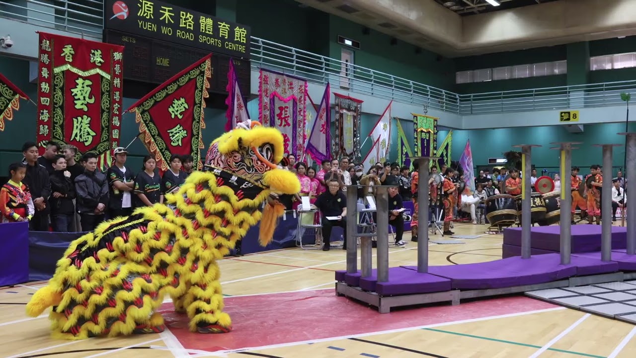 獅藝高樁陣組 - 雷公田村 夏昭建威武龍獅團 - 香港公開龍獅藝錦標賽 2025 - 沙田 源禾路體育館  2025年12月21日