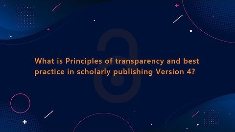 Open Access Asia - Principles of transparency