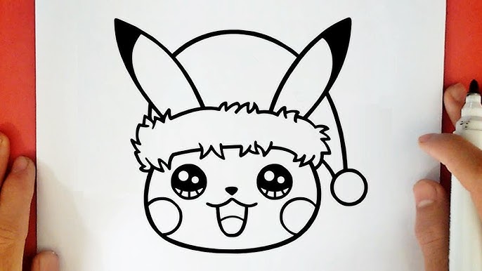 COMO DESENHAR O PIKACHU KAWAII DE NATAL 