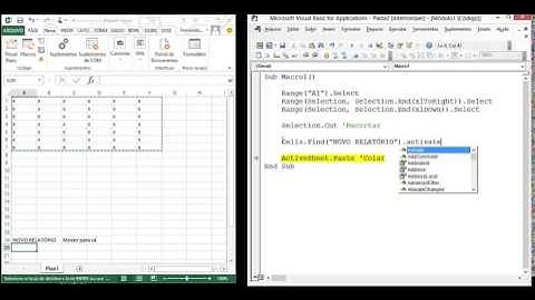 Macro para recortar e colar dados