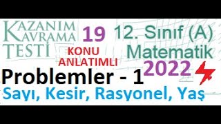 Problemler 1 Tyt Yks Ales Kpss Dgs Mezun A 12 Sınıf A Meb Kazanım Testi 19 2022