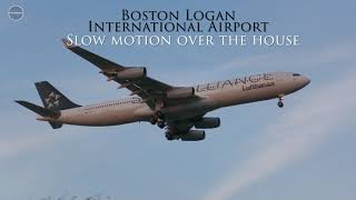 Watch this Lufthansa A340-313 landing at Boston Logan International Airport