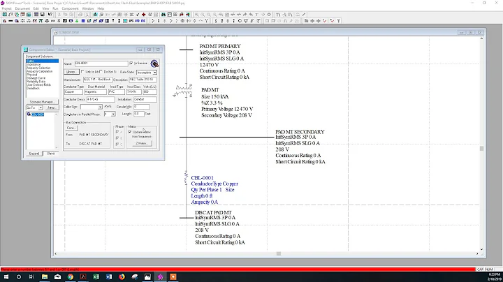 SKM PTW 208V Example one-line, short circuit, equipment evaluation