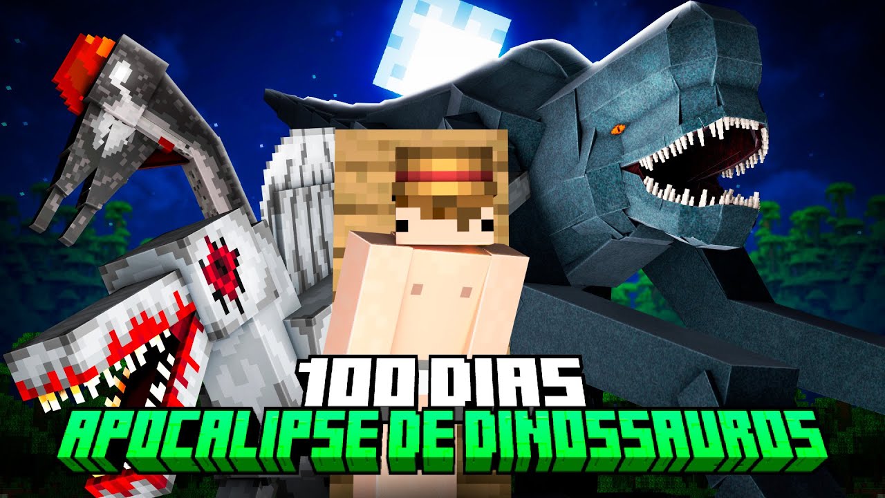 100 DIAS SOBREVIVENDO NO APOCALIPSE DE DINOSSAURO NO MINECRAFT