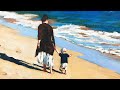 Acrylic Painting of a Mom and Child on a Beach