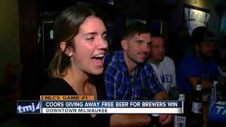 Downtown Milwaukee bars giving away free beer for Brewers win