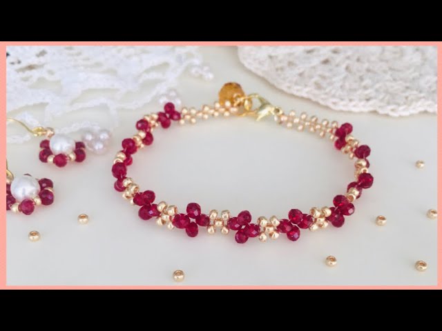 【ガラスビーズが映える簡単ブレスレットの作り方】DIY/Beaded bracelet