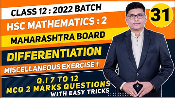 Differentiation Part 31 | Miscellaneous Exercise 1 Q.I MCQ | 12th Maths II HSC2022 Maharashtra Board