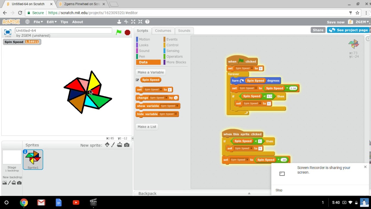Scratch. How to make a pinwheel - YouTube