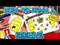 How to draw a beehive bees honeycomb  folding surprise