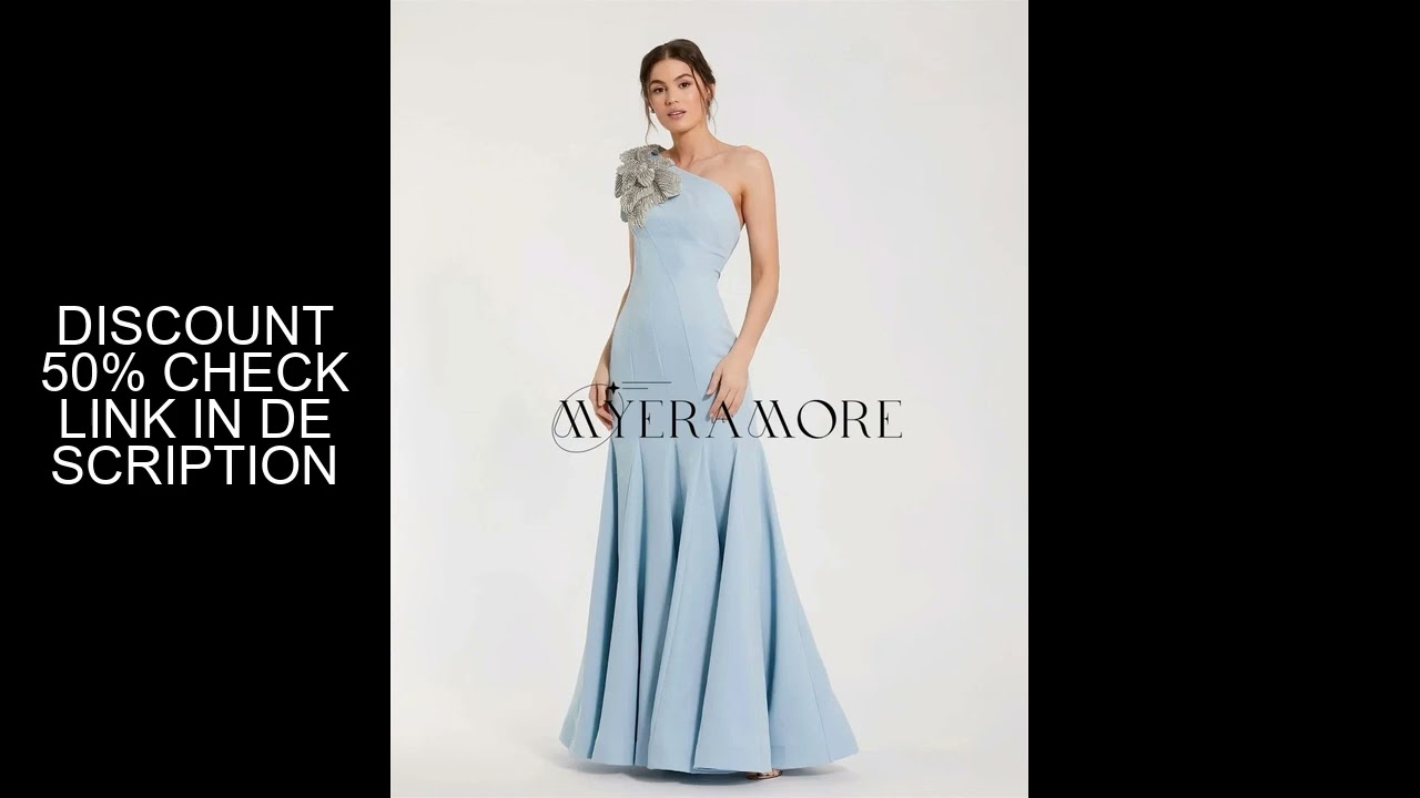 Elegant Beaded Flowers Evening Dresses Blue One-Shoulder Mermaid Ruffle Prom Dresses Customized robe