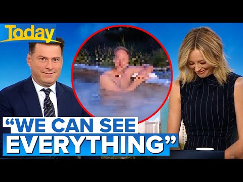 Weatherman’s risqué dip on-air stuns TV hosts | Today Show Australia