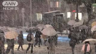 都心でも積雪4cm　出勤時は路面凍結に注意（12/01/24）