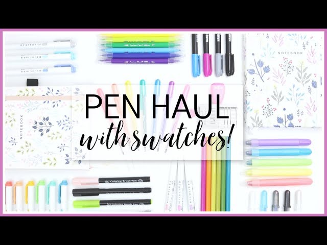 PEN HAUL with Swatches & Demos | Stationery Haul 2018 | New Lettering and BUJO Supplies