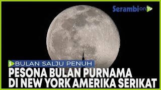 Pesona Bulan Purnama 'Bulan Salju Penuh' di New York Amerika Serikat