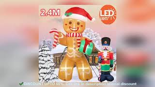 ✔️2.4M Christmas Inflatable Gingerbread Man Nutcracker With LED Lighted Xmas Decoration Chri