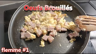 Recette de la flemme: œufs brouillé, jambon et fromage