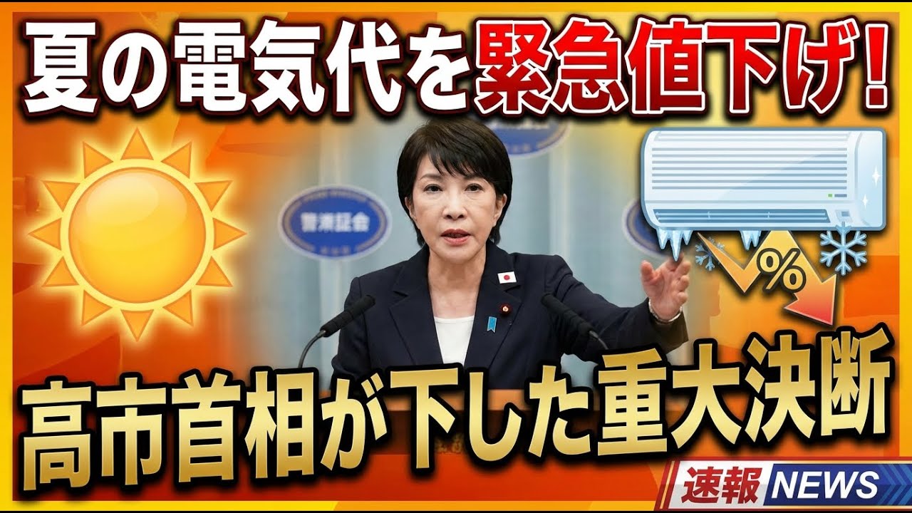高市首相が夏の電気代値下げへ緊急指示!異例の補正予算編成と激変する公立高校の現状