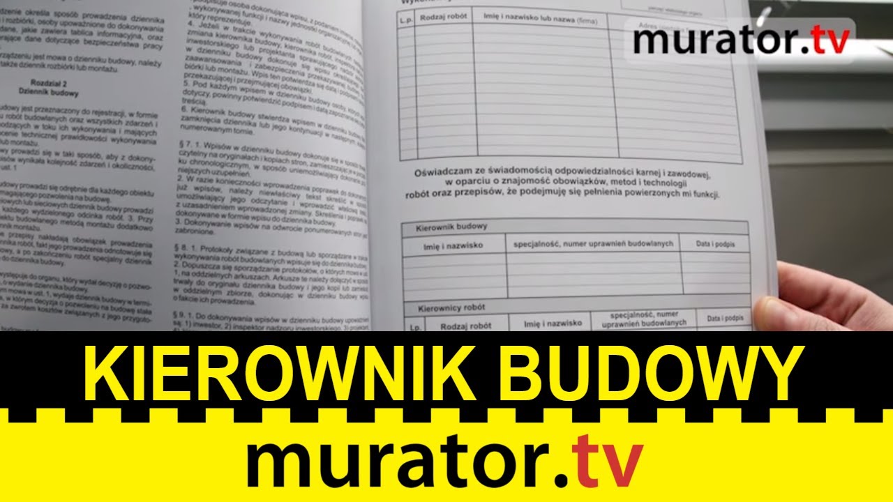 Kierownik budowy - poprowadzi dziennik budowy, zrobi harmonogram - YouTube